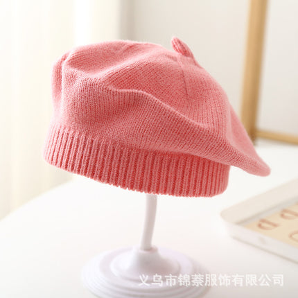 Spring and Autumn Korean Style Baby Boy and Girl Candy Color All-match Knitted Beret Children's Western Style Casual Wool Hat Paintler Hat