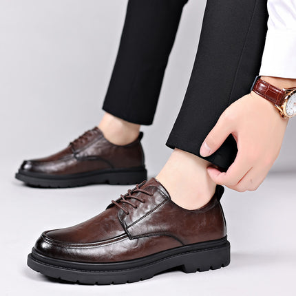Men's Leather Shoes 2026 Autumn Style British Soft-Soled Men's Casual Shoes Business Formal Non-Slip Thick-Soled Groom's Wedding Shoes