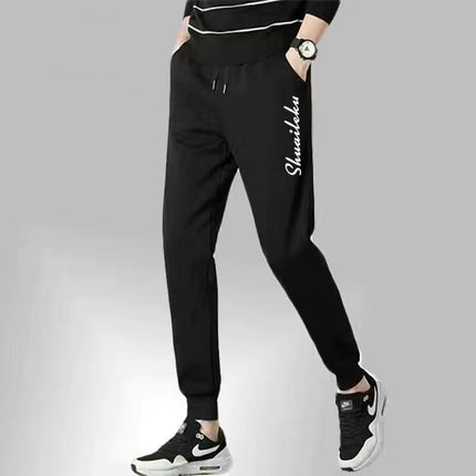 Summer Leather Rope Leggings for Men, Black Versatile Harem Pants, Fashionable Wear-Resistant Casual Pants, Breathable Thin Sports Pants