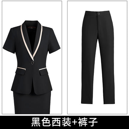 Summer short-sleeved suit suit women's thin business wear small temperament formal suit suit skirt front desk work clothes