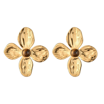 European and American retro style niche exquisite high-grade stainless steel earrings bud design petal does not fade earrings women