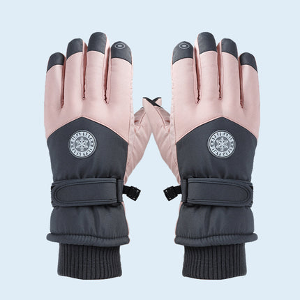Winter Ski Gloves for Men and Women, Velvet Warm Outdoor Electric Vehicle Riding Waterproof Student Finger Touch Screen Gloves