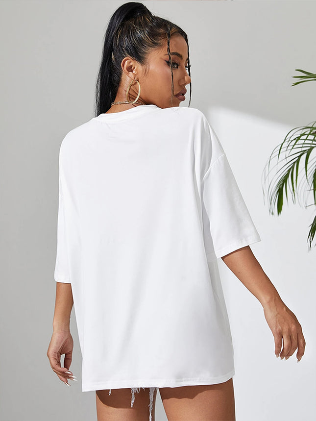 European and American Women's Casual Multi-Color Round Neck Short-Sleeved Light Version Simple Fashion Sports Top Pure Color Loose Light Board T-Shirt
