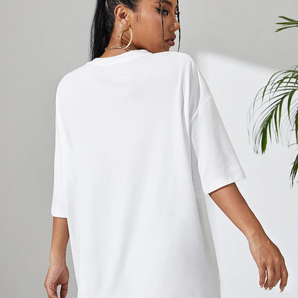 European and American Women's Casual Multi-Color Round Neck Short-Sleeved Light Version Simple Fashion Sports Top Pure Color Loose Light Board T-Shirt