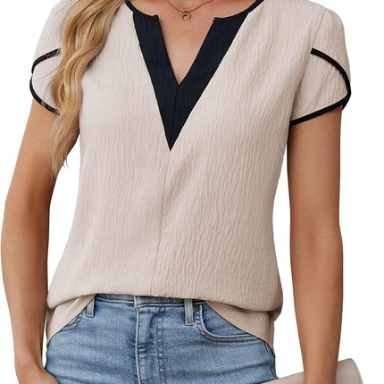 Amazon 2025 Europe and the United States cross-border foreign trade spring and summer new V-neck tile short sleeve solid color T-shirt jacket