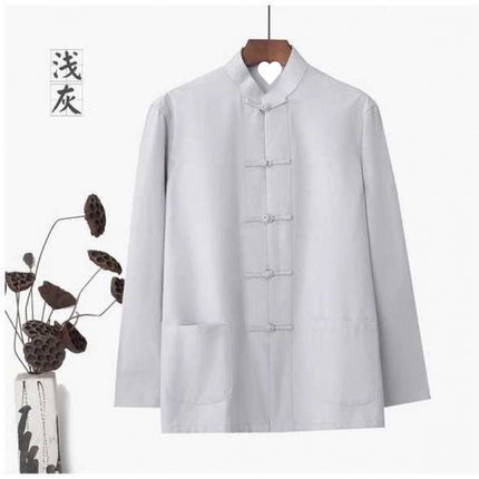 Hanfu Top Tang Suit Men's Long-sleeved Old Man's Clothes Men's Cotton Ancient Clothes Men's Middle-aged and Old Men's Best Man's Antique Men's Clothing
