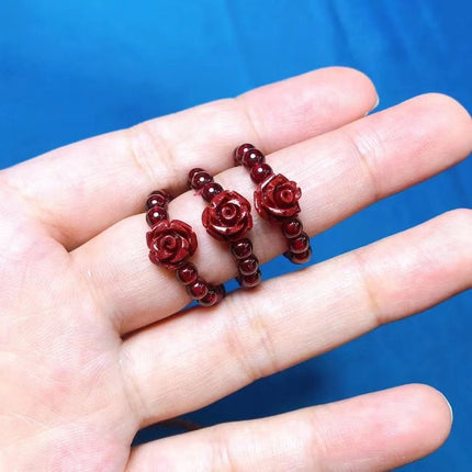 Natural Cinnabar Rose Flower Ring Pendant Earrings DIY Braided Ring Rose Flower Bracelet Bracelet Live Supply