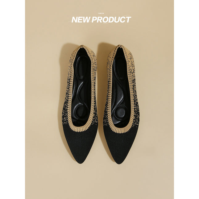 Princess Shoes 2022 New Spring Pointed Shallow Mouth Shoes Women's Non-Slip Knitted Flat Shoes Soft Sole Breathable Knitted Shoes