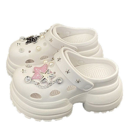 New 10cm Thick-Soled Eva Clogs for Women, Outer Wear, Height-Increasing Toe-Toe Slippers, Women's New High-Heeled Shoes, Women's Sandals