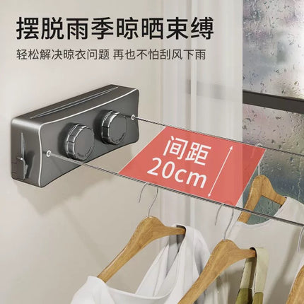 Invisible Clothesline Indoor Punch-Free Balcony Invisible Retractable Clothes Drying Artifact Bathroom Clothes Drying Rack Wire Rope