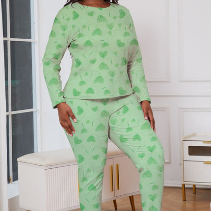 Cross-border plus size Women's Fleece Pajamas Autumn and Winter Casual Simple Pullover Crewneck Long Sleeve Pants Home Clothes