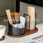 [walnut color cup holder storage model] small black