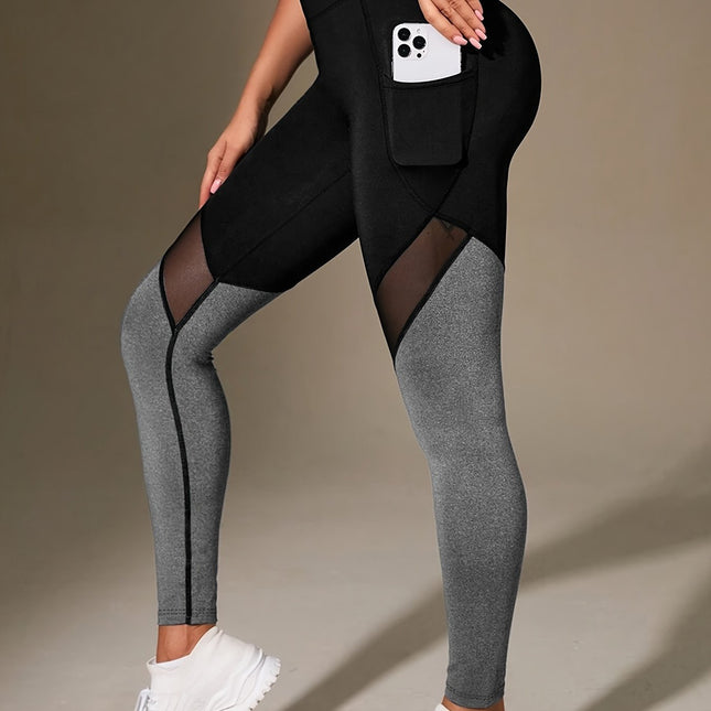 Women's High-Waisted Yoga Pants with Phone Pocket - Black &