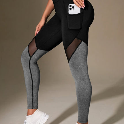 Women's High-Waisted Yoga Pants with Phone Pocket - Black &