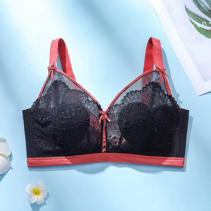 Lace Latex Cup Rabbit Ears Thin and Comfortable Big Breasts Showing Small Wire-free Bra Push-up Adjustable Women's Intimates 285