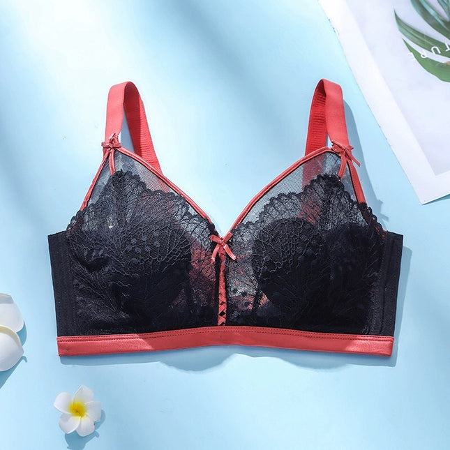 Lace Latex Cup Rabbit Ears Thin and Comfortable Big Breasts Showing Small Wire-free Bra Push-up Adjustable Women's Intimates 285