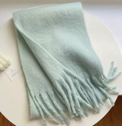 Solid Color Thickened Long Scarf Women's 2024 Autumn and Winter New Korean Style Winter Students All-match Shawl Scarf Pink