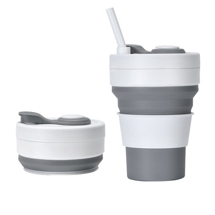 Cross-border folding cup outdoor travel convenient straw folding cup Silicone Collapsible Cup
