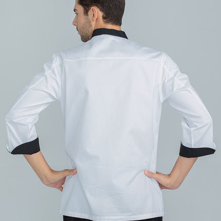 Tesmei Chef Work Clothes Long-Sleeved Western Restaurant Baking Restaurant Kitchen Manufacturer Wholesale Kitchen Clothes Moisture-Wicking and Sweat-Wicking