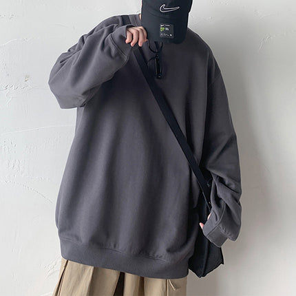 Sweatshirt Men's Spring and Autumn Loose Thin Round Neck Long Sleeve Hong Kong Style Trendy Brand Boys Couple's Casual Pullover Zhongshan Jacket