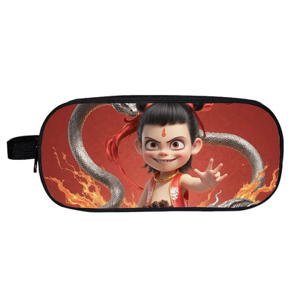 Cross-Border Nezha Stationery Box, Children's Portable Large-Capacity Storage Pencil Case, Student Wear-Resistant Double-Layer Portable Pencil Case Wholesale