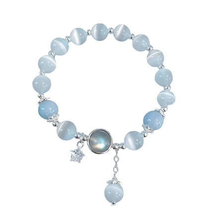 Imitation Cat's Eye Stone Butterfly Bracelet for Women Ins Niche Design Gray Moonlight Bracelet Versatile Elegant Sweet Unique Natural
