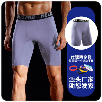 Sports Outdoor Yoga Pants Spring and Summer Fitness Running Marathon Base Shorts Quick-Drying Tight Compression Five-Point Shorts for Men