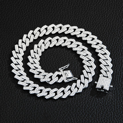 Unique Designer Cuban Link Chain, European and American Style, Rhombus-Shaped, Thick, Available in Various Specifications, Heavy-Duty Chain Wholesale, Personalized Hip-Hop Necklace
