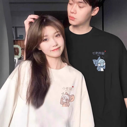 Same Color Couple Dress 2024 New Summer Niche High-end Sense Internet Celebrous Trend Pure Cotton Short-sleeved T-shirt suit Women