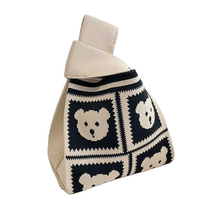 New Ins Bag Knitted Handbag Large Capacity Bucket Bag Versatile Daily Work Clothing Tote Bag Female Souvenir