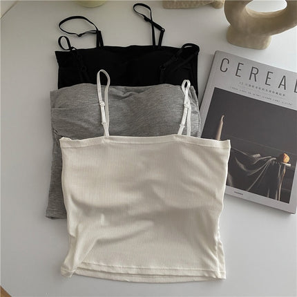 White summer small camisole women's outer wear design sense niche inner wear with chest pad tube top underwear bottoming top