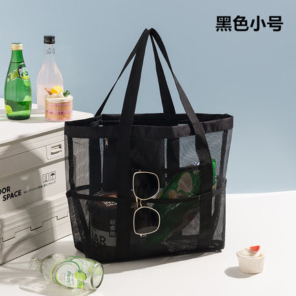 Korean Mesh Beach Bag Large Capacity Swimming Fitness Bag Travel Portable Storage Bag Multi-Pocket Swimsuit Storage Bag