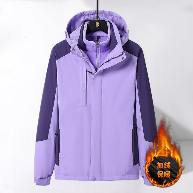 Men's and women's same outdoor jacket fleece-lined couple's jacket detachable three-in-one warm casual mountaineering men's clothing