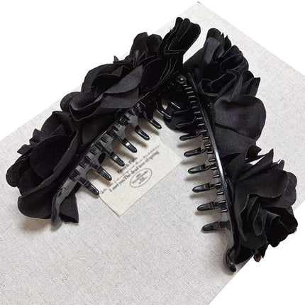 In Stock, Yi Mengling's Same Style Seaside Mermaid-Shaped Oversized Red Rose Flower Banana Hair Clip Accessory