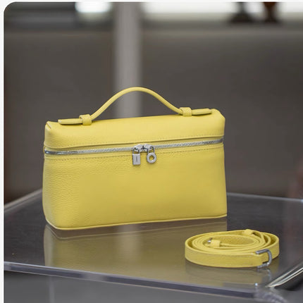 Lp Lunch Box Bag 2025 New First-Layer Cowhide Box Bag High-Quality One-Shoulder Satchel Cross-Body Genuine Leather Women's Bag Cross-Border