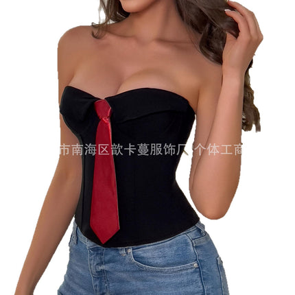 Cross-border Independent Station ins Street Photograph European and American Style Hot Girl Chest Wrap Tie with Chest Cotton Pure Want to Wrap Chest Solid Color Vest