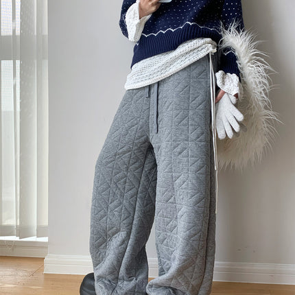 Dorothy Winter New Warm and Sunny Rhombic Cold-proof Quilted Walking Pants All-match Loose Thickened Casual Pants