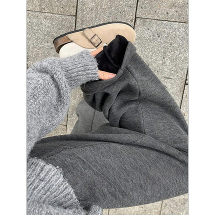 Glutinous Rice Pants Women's Autumn and Winter 2024 New fleece-lined Loose Bf Lazy Dosing Straight Casual Wide Leg Pants