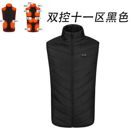 Factory Direct Sales Cross-Border New Smart Heating Vest Winter Constant Temperature Electric Heating Cotton Clothing Casual Stand-Up Collar Warm for Men and Women