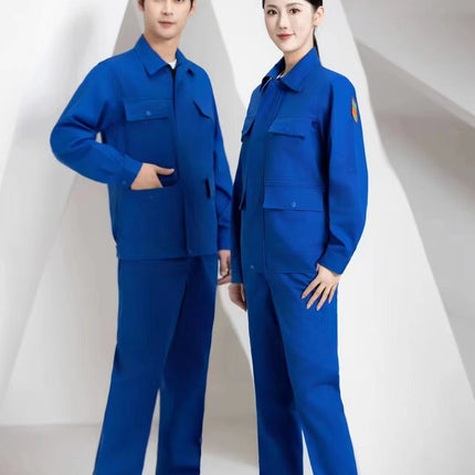 Spring and Autumn Work Clothes suit Long-sleeved Flame Retardant Clothing for Men and Women Auto Repair Electric Welding Work Clothes Electric Welding Work Protection Clothes Thickened Anti-ironing Clothing