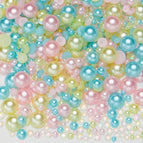 3-10mm flatback pearl resin rhinestones mixed assortment, 30g/pack / Semi-circle pearl pink blue and yellow series_03