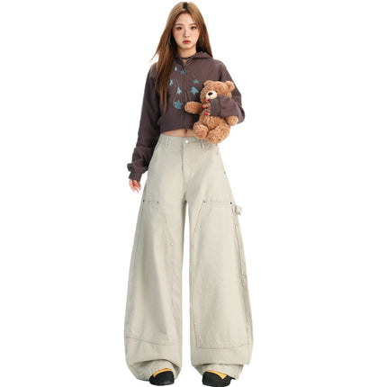 American Street Design Silhouette Scimitar Pants Women's Personalized Loose Wide-Leg Floor-Length Pants 2025 Early Autumn New Style