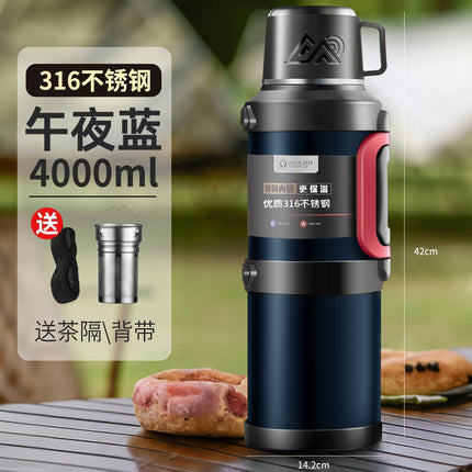 316 stainless steel outdoor thermos cup large capacity thermos pot with handle travel pot car sports double-layer water bottle