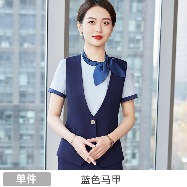Professional suit Summer Hotel Front Desk Tooling Beautician Work Clothes Female 2024 New Catering Uniform Vest