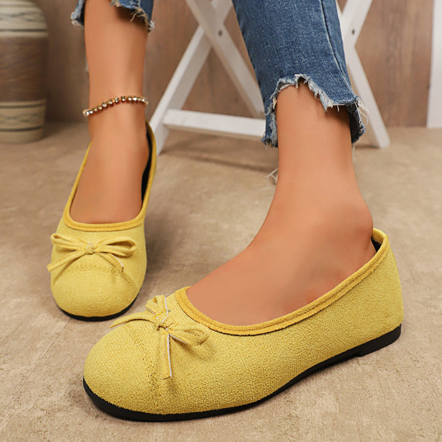 Women's Large Size Shoes for Foreign Trade 2025 Summer New Korean Style Bowknot Shallow Flat Loafers Wholesale