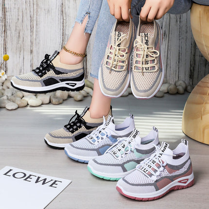 Shoes for Women, Versatile New Sports Shoes, Breathable Mesh Casual Shoes, Cross-Border Soft-Soled Comfortable Lace-Up Running Shoes