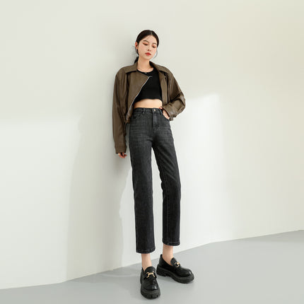 The Mainly Recommended Retro Straight-Leg Jeans for Women in Autumn and Winter. High-Waisted Slimming Look Cigarette Pipe Pants for Small People. High Street Fashion