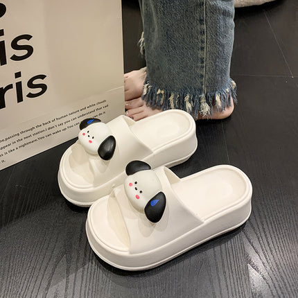 Thick-soled slippers for women's outdoor wear summer one-word latest black and white cat online famous beach shoes non-slip high heel sandals
