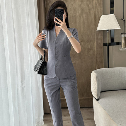 Short-Sleeved Suit Women's Summer Thin Business Attire Jewelry Store Gold Store Sales Workwear Hotel Front Desk Workwear