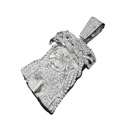 Cross-Border Hot-Selling European and American Hip-Hop Necklace for Men, Retro Head Portrait Pendant, Alloy Inlaid with Rhinestones, Personalized Fashion Trend